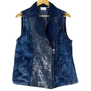 Chico’s Sequin Moto Denim Vest